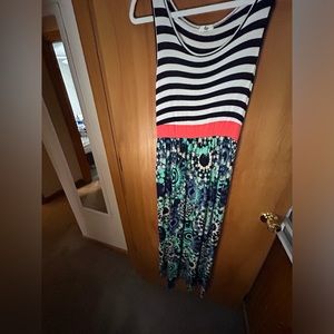 Mixed media maxi dress with pockets